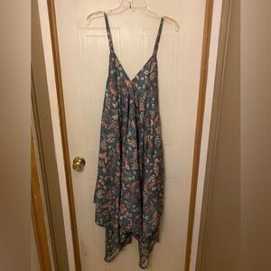 Cost Plus World Market Blue Floral Spaghetti-Strap Jumpsuit